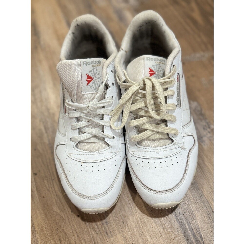 Reebok Classic Nylon Womens 6.5 White Sneakers Trashed Distressed Grunge Retro